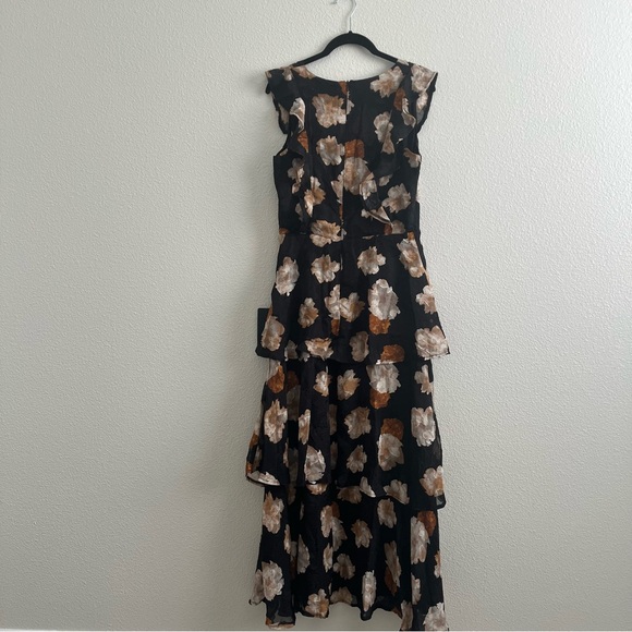 NWT Lulus No Introductions Needed Black Burnout Floral Tiered Maxi Dress LG - Picture 11 of 13